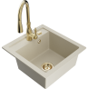 Mexen Vito évier en granit 1 bac avec robinet de cuisine Savita, beige - 6503-69-672601-50