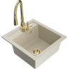 Mexen Vito fregadero de granito de 1 cubeta con grifo de cocina Savita, beige - 6503-69-672601-50