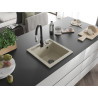 Mexen Vito fregadero de granito de 1 tazón con grifo de cocina Savita, beige - 6503-69-672601-70