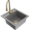Mexen Vito lavello in granito a 1 vasca con rubinetto da cucina Savita, grigio - 6503-71-672601-50