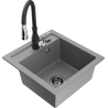 Mexen Vito fregadero de granito de 1 cubeta con grifo de cocina Savita, gris - 6503-71-672601-70-B
