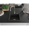 Mexen Vito fregadero de granito de 1 compartimento con grifo de cocina Savita, negro/dorado metálico - 6503-75-672601-00