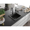 Mexen Vito granieten gootsteen 1-komerig met keukenmengkraan Savita, zwart/goud metallic - 6503-75-672601-70-B