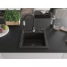Mexen Vito 1-bowl granite sink with Savita kitchen tap, black/gold metallic - 6503-75-672601-70-B