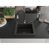 Mexen Vito lavello in granito a 1 vasca con rubinetto da cucina Savita, nero/oro metallizzato - 6503-75-672601-70-B