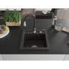 Mexen Vito granieten gootsteen 1-komorige met keukenmengkraan Savita, zwart/goud metallic - 6503-75-672601-70