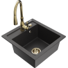 Mexen Vito 1-bowl granite sink with Savita kitchen tap, speckled black - 6503-76-672601-50