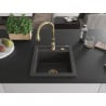 Mexen Vito 1-bowl granite sink with Savita kitchen tap, speckled black - 6503-76-672601-50