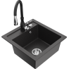 Mexen Vito fregadero de granito de 1 cubeta con grifo de cocina Savita, negro moteado - 6503-76-672601-70