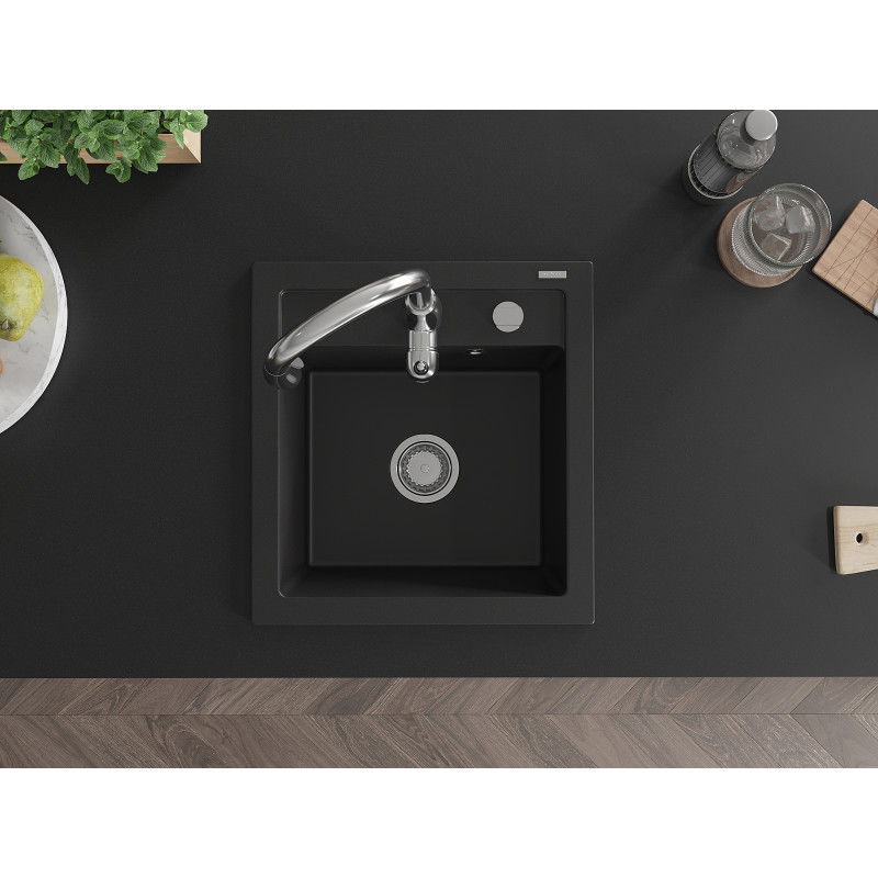 Mexen Vito Granit Spullsteen 1-Komoresch mat Kichenkran Savita, schwaarz - 6503-77-672601-00