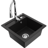 Mexen Vito fregadero de granito de 1 cubeta con grifo de cocina Savita, negro - 6503-77-672601-00