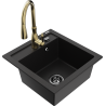 Mexen Vito évier en granit 1 bac avec mitigeur de cuisine Savita, noir - 6503-77-672601-50-B