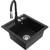 Mexen Vito 1-Bowl Granite Kitchen Sink with Savita Tap, Black - 6503-77-672601-70