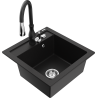 Mexen Vito lava-louça de granito de 1-bacia com torneira de cozinha Savita, preto - 6503-77-672601-70