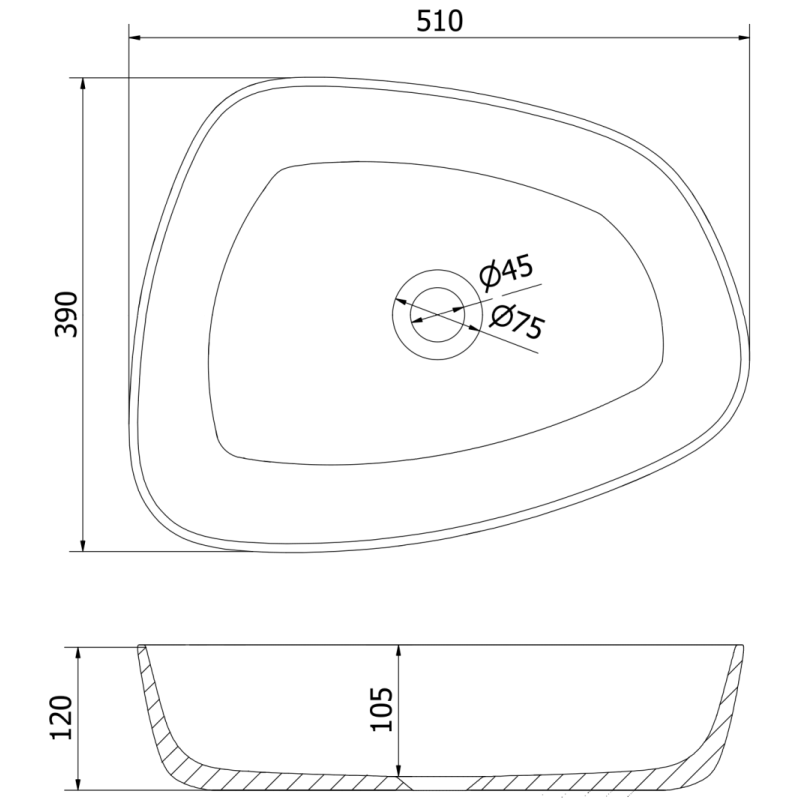 Mexen Ono Aufsatzwaschbecken aus Konglomerat 51 x 39 cm, weiß - 23045101