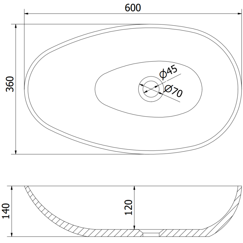 Mexen Nora lavatório de bancada de conglomerado 60 x 36 cm, branco - 23056001