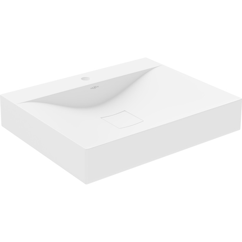 Mexen Poli lavabo de encimera de conglomerado 1/O 60 x 48 cm, blanco - 23026001