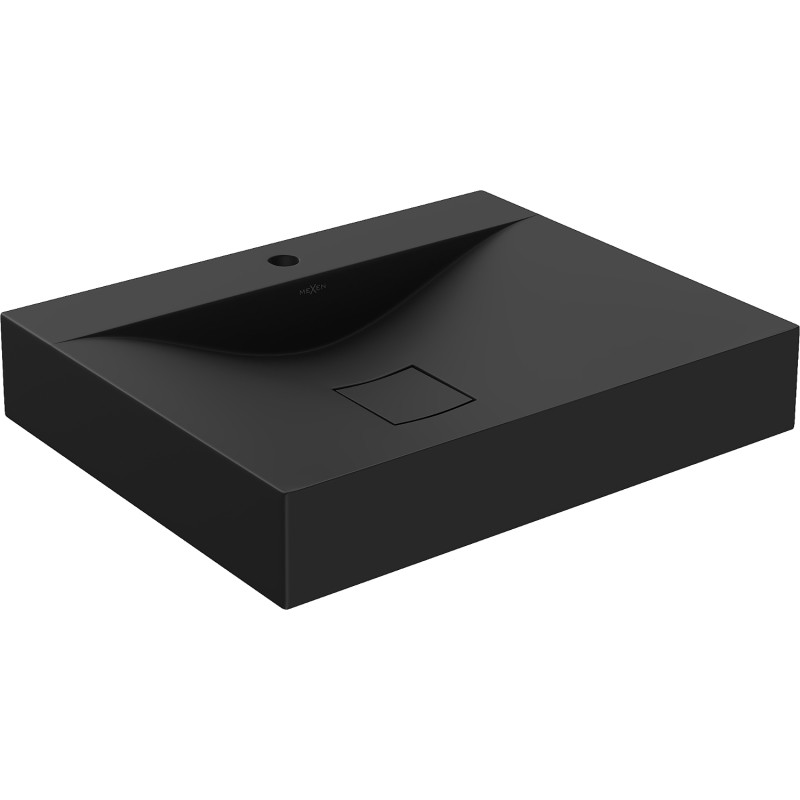 Mexen Poli lavabo de comptoir en conglomérat 1/O 60 x 48 cm, noir - 23026071