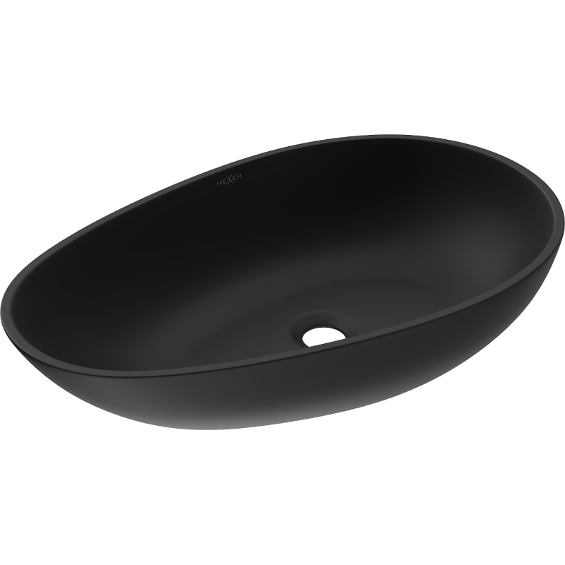 Mexen Nora bänkskiva handfat i konglomerat 60 x 36 cm, svart - 23056071