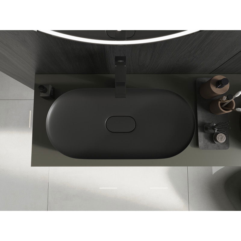 Mexen Sofia Aufsatzwaschbecken aus Konglomerat 70 x 35 cm, schwarz - 23067071