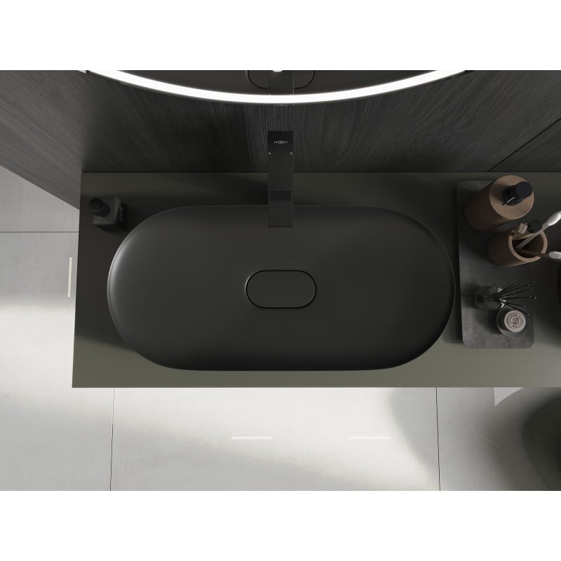 Mexen Sofia lavabo da appoggio in conglomerato 70 x 35 cm, nero - 23067071