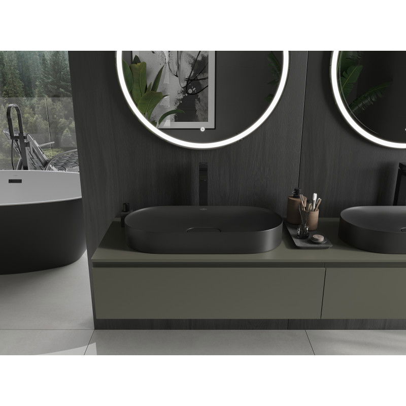 Mexen Sofia Aufsatzwaschbecken aus Konglomerat 70 x 35 cm, schwarz - 23067071