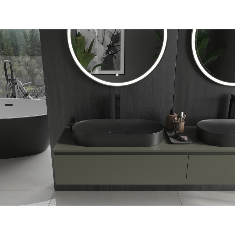 Mexen Sofia opbouw wasbak van composiet 70 x 35 cm, zwart - 23067071
