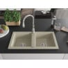 Mexen Mario 2-bowl granite sink with Savita kitchen tap, beige - 6504-69-672601-00