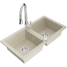 Mexen Mario évier en granit 2 bacs avec robinet de cuisine Savita, beige - 6504-69-672601-00