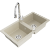 Mexen Mario fregadero de granito de 2 senos con grifo de cocina Savita, beige - 6504-69-672601-00