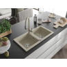 Mexen Mario granit gootsteen 2-komor met keukenmengkraan Savita, beige - 6504-69-672601-69