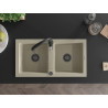 Mexen Mario granitische gootsteen 2-kamer met keukenmixer Savita, beige - 6504-69-672601-70