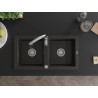 Mexen Mario fregadero de granito de 2 senos con grifo de cocina Savita, negro/dorado metálico - 6504-75-672601-00