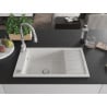 Mexen Elias 1-bowl granite sink with drainer and Savita kitchen faucet, white - 6511-20-672601-00