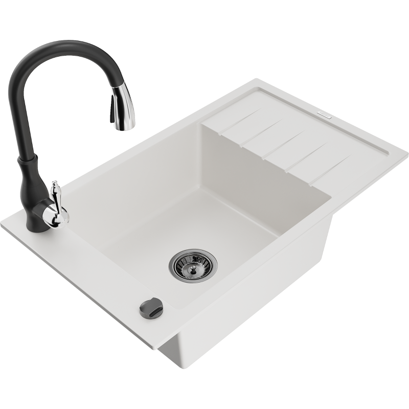 Mexen Elias granit Ëëns vum Kichenotzen mat 1 Kummer, met Oflaf an Kichenkrunn Savita, waiss - 6511-20-672601-70