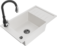 Mexen Elias ühe-kausi valamu nõrgumisala ja köögisegisti Savita, valge - 6511-20-672601-70