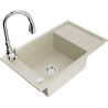 Mexen Elias fregadero de granito de 1 seno con escurridor y grifo de cocina Savita, beige - 6511-69-672601-00