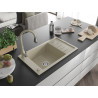 Mexen Elias évier de cuisine en granit à 1 bac avec égouttoir et robinet Savita, beige - 6511-69-672601-69