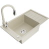 Mexen Elias lavello in granito 1-vasca con scolapiatti e miscelatore cucina Savita, beige - 6511-69-672601-69
