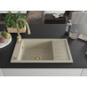 Mexen Elias Granitspüle 1-Becken mit Abtropffläche und Küchenarmatur Savita, beige - 6511-69-672601-50