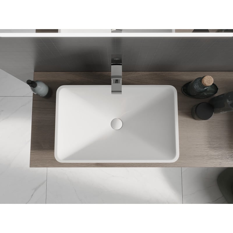 Mexen Esper 60 x 38 cm tasomainen pesuallas komposiitista, valkoinen - 23036001