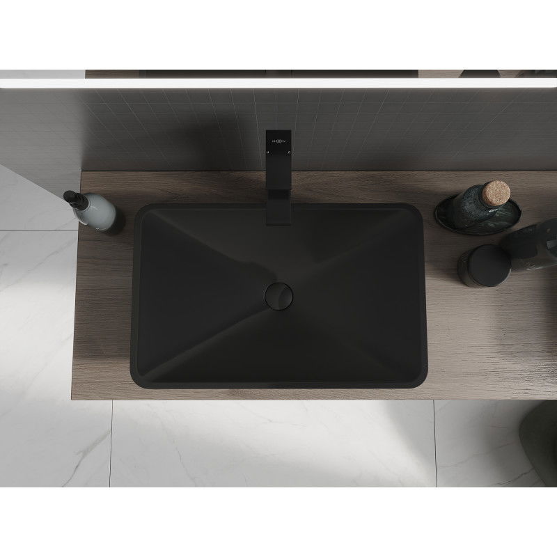 Mexen Esper Oflächthandwaschbecken aus Konglomerat 60 x 38 cm, schwaarz - 23036071