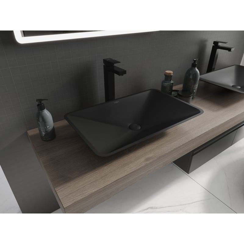 Mexen Esper umywalka nablatowa z konglomeratu 60 x 38 cm, czarna - 23036071