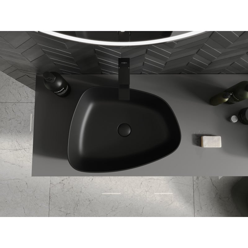 Mexen Ono lavabo sobre encimera de conglomerado 51 x 39 cm, negro - 23045171