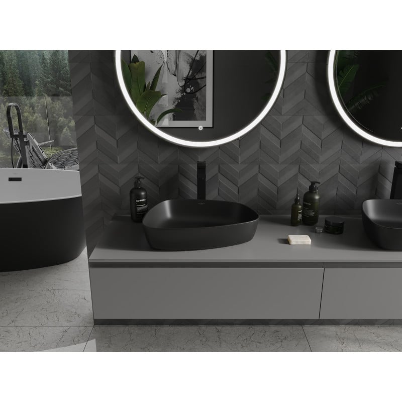 Mexen Ono Aufsatzwaschbecken aus Konglomerat 51 x 39 cm, schwarz - 23045171