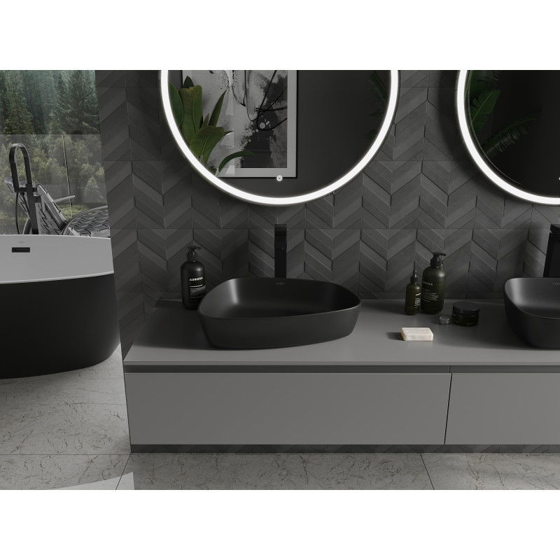 Mexen Ono lavabo à poser en conglomérat 51 x 39 cm, noir - 23045171