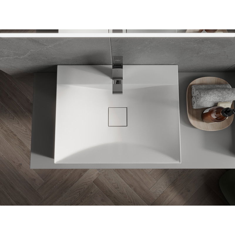 Mexen Poli opbouw waskom van conglomeriet 1/O 60 x 48 cm, wit - 23026001