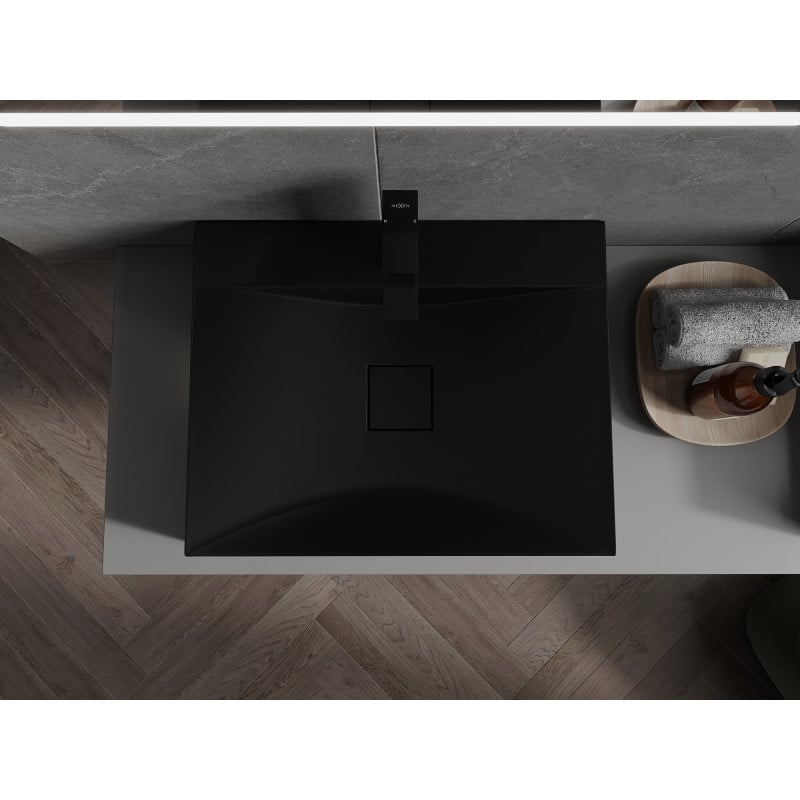 Mexen Poli lavabo à poser en conglomérat 1/O 60 x 48 cm, noir - 23026071