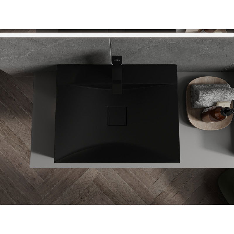 Mexen Poli lavabo sobre encimera de conglomerado 1/O 60 x 48 cm, negro - 23026071