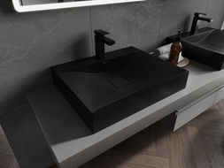 Mexen Poli lavabo da appoggio in conglomerato 1/O 60 x 48 cm, nero - 23026071